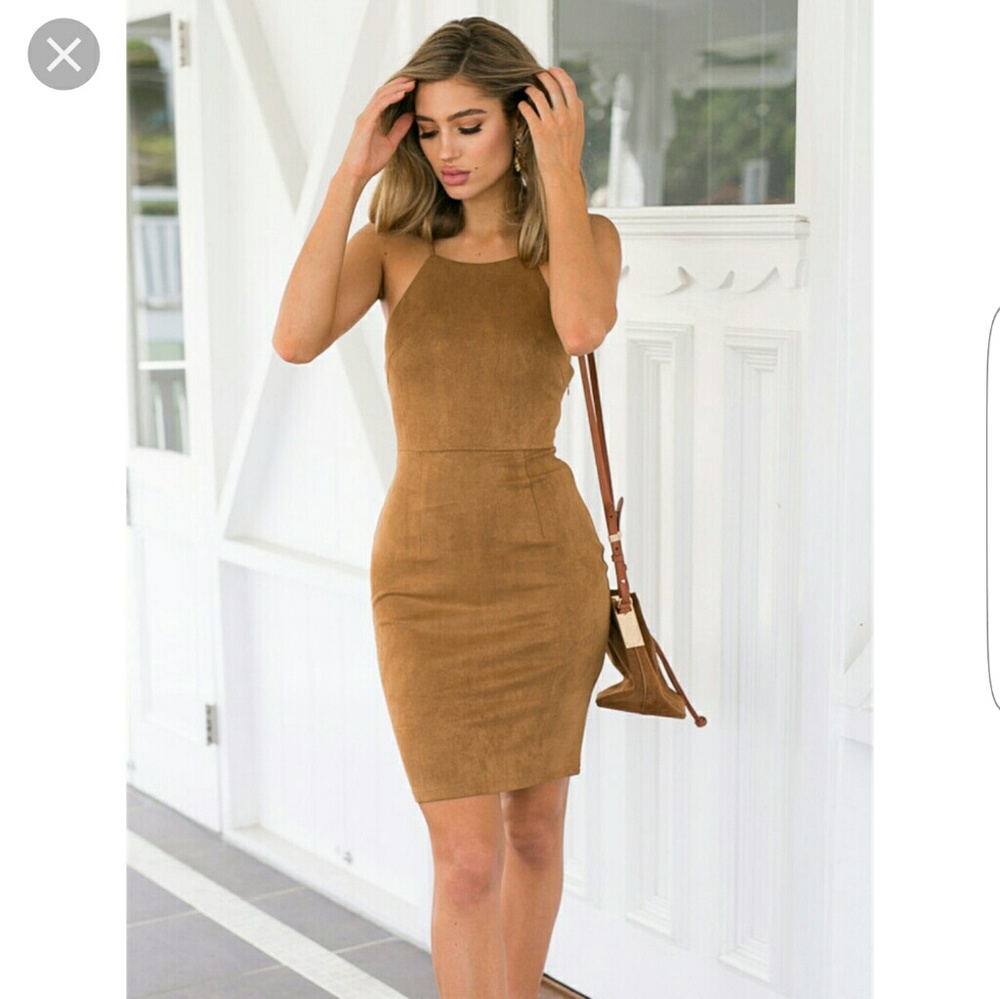 Mura Boutique Camel Midi Dress